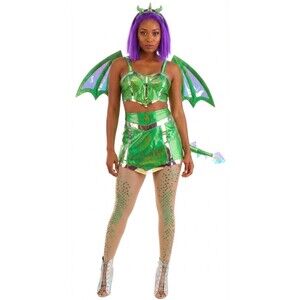 Women's Dreamscape Emerald Green Dragon Costume Cosplay Large New NWT Halloween